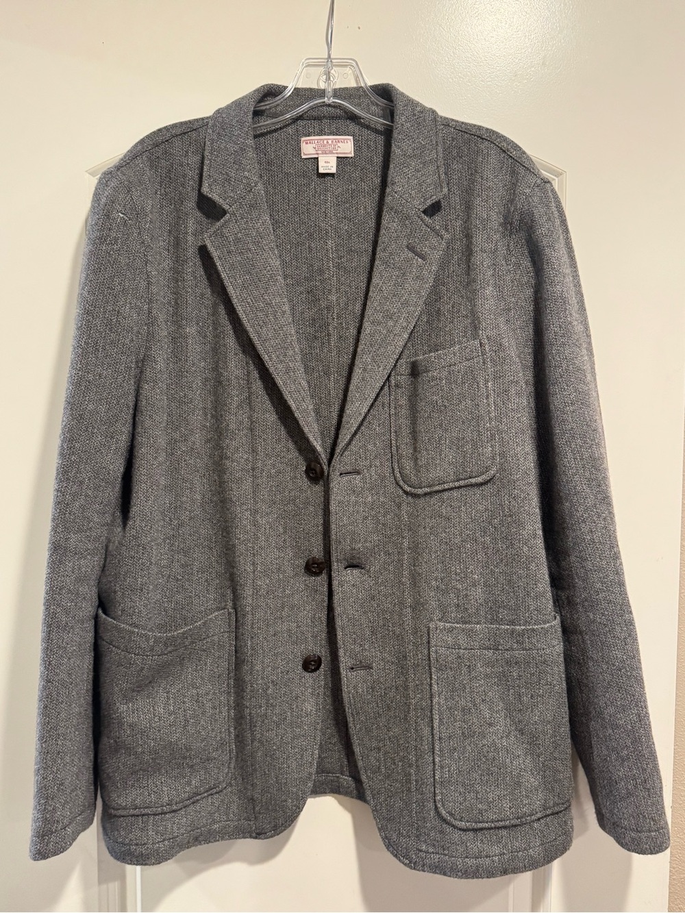 Wallace & Barnes Gray Wool Blend Blazer 42R Moon British Cloth